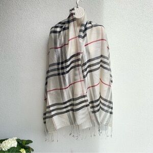 Large Check Plaid Black and Tan Scarf Nova print